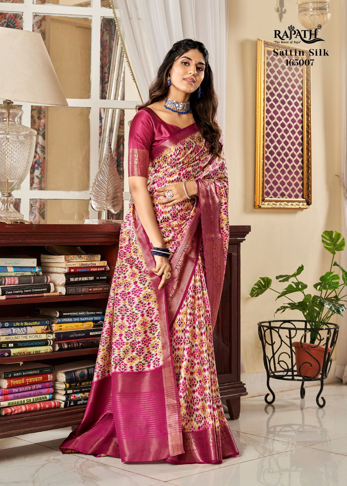 Sunheri Rajpath Designer Satin Printed Sarees Catalog